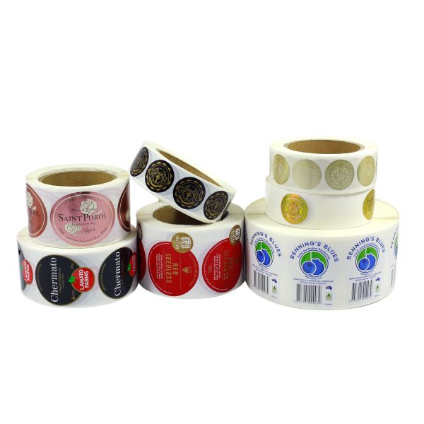 China Waterproof Thermal Labels Printed Custom Round Logo Stickers factory