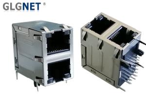 China Magnetic 2 X 1 Stacked RJ45 Connectors 1000Base T One Port Tab Up factory