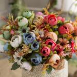 Artificial flowers, fake flowers, diamond tea buds, plastic tea roses,
