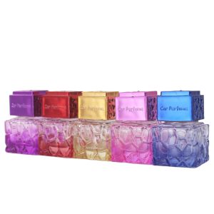 China Reusable Honeycomb Shape Tinted Bottle Gold Blue pink Fragrance Car air Vent Aroma Diffuser Glass 8ml Empty Bottle with Clip on sale