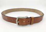 Light Brown Genuine Mens Leather Studded Belt 3.8cm Width Fashion Design