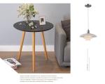 Three Legs Modern Side Tables For Living Room White Desktop & Wooden Leg / White
