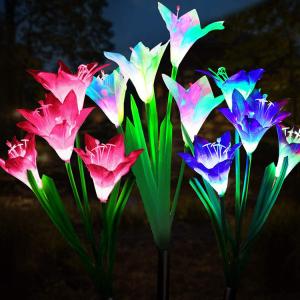 China IP65 Waterproof Lily Flower Solar Light 4 Pack For Garden Decoration factory