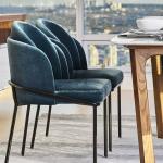 Impact Resistance Upholstered Fabric Dining Room Chairs Metal Leg