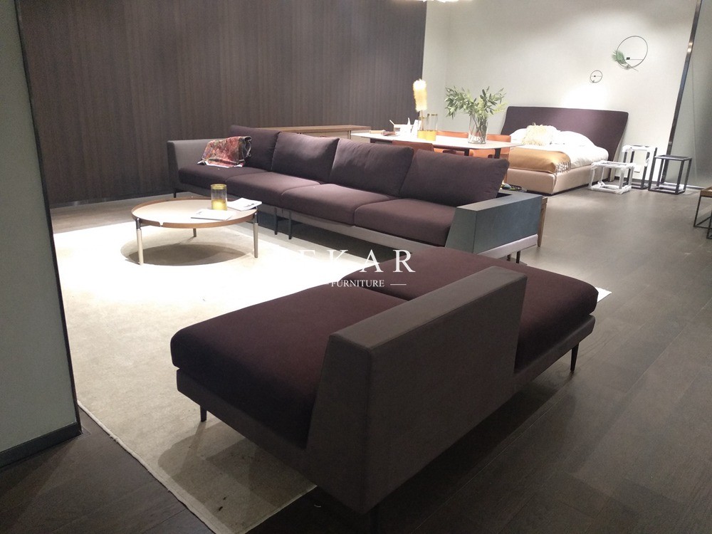 Round Metal Leg Italian Design Leather Modern Coffee Table