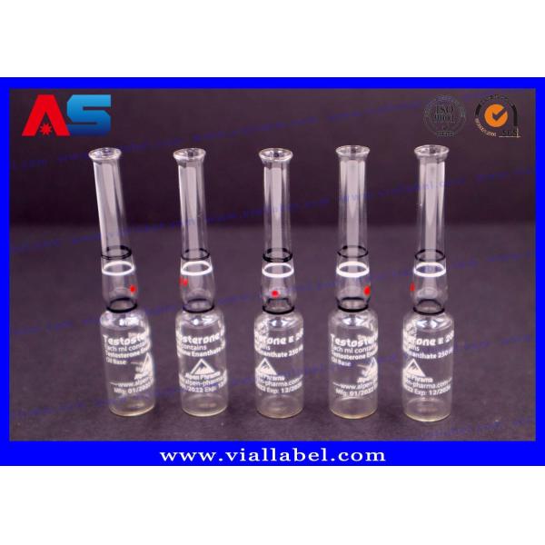 China Custom Printing 1ml Bodybuilding Pharmaceutical Glass Ampoule Clear factory