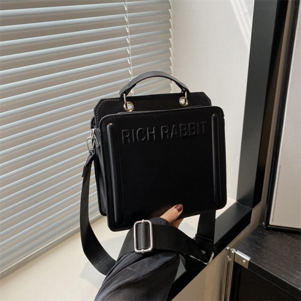 SIMPLE FASHION LETTER BAG WOMEN'S NEW INS COMMUTER HANDBAG SMALL SQUARE BAG SENIOR TEXTURE WIDE SHOULDER STRAP CROSSBODY