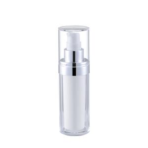 China Transparent plastic cosmetics bottling factory self-made electroplating head vacuum bottle 30ml 50ml factory