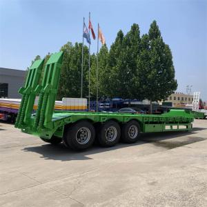 China 3-Axle 60t Dump Semi-Trailer with Hydraulic Ramp Low Bed Trailer and 4/5/6mm Thick Grid Plate factory