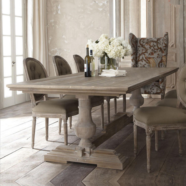 120cm*60cm*75cm Vintage Countryside Centre Dining Table with Curved Pine Wood