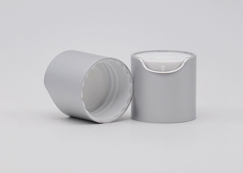 UV Coating Aluminum 24/420 Disc Top Closures With Embossed Logo