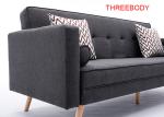 Steady Contemporary Bedroom Furniture Two Seater Fabric Sofa In Black Grey Color