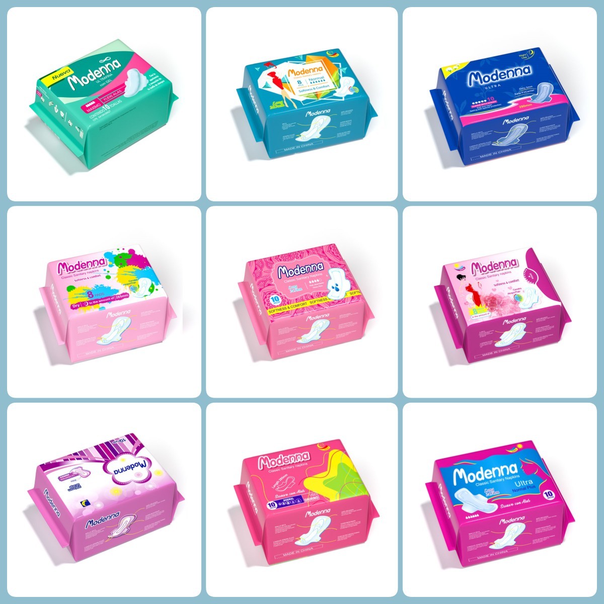 Feminine Non Woven Sanitary Pads 290mm Biodegradable Super Absorbency