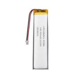 China Wearable Electronics Ultra Narrow LiPo Battery 3.8V 950mAh 452080 factory