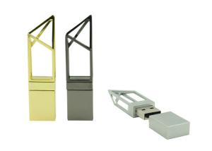 China Gold / Grey Metal Usb Flash Drive Tower Shape With 16g Storage Capacity factory