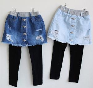 China Slim Fit Stretch Denim Skirt Pants Girls Fashion Kids Jeans Jrt11 on sale