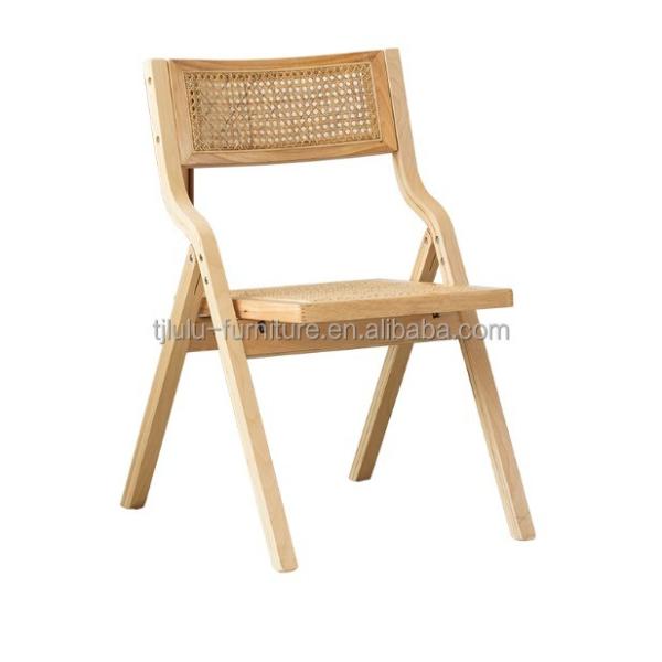 Wooden Rattan Folding Living Room Dining Chairs Modern Design Style for Dining