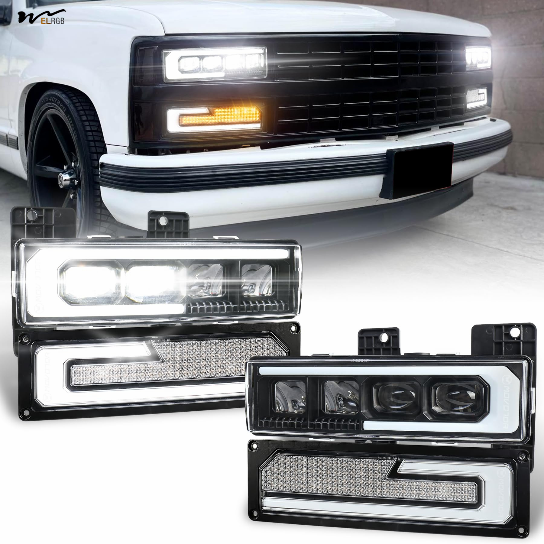 Head Lights Essential 500% Bright LED Headlight Assembly with Welcome DRL Turn Signal