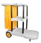 Commercial Grey Plastic 3 Shelf Custodial Cleaning Carts