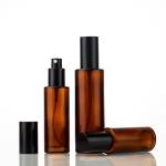 30ml 50ml 80ml 100ml Amber Cosmetic Glass Pump Bottles Refillable Spray Bottle