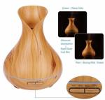 Wood Grain Essential Oil Diffuser 400ml Ultrasonic Air Humidifier with 7Color