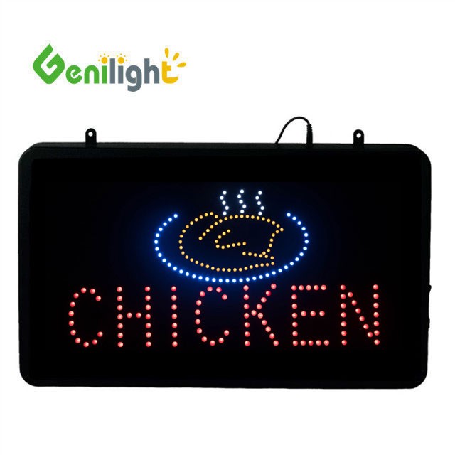 56*33cm DC12V Genilight Flash Edge Advertising LED Open Sign for Fried Chicken Shop