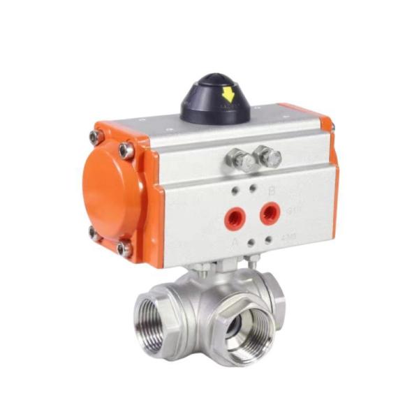 Stainless Steel Pneumatic Three Way Ball Valve with Limit Switch