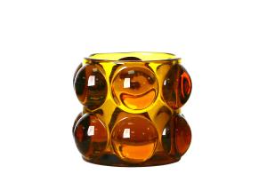 China Hand Made 68mm Colored Dot Design Glass Candle Holder factory