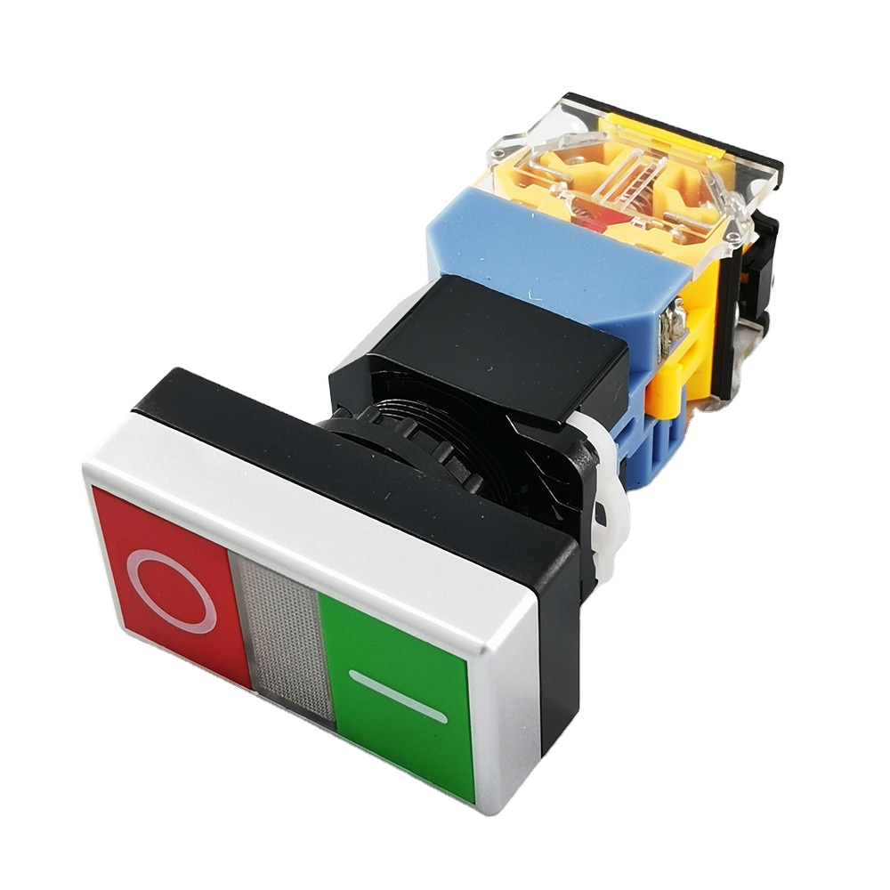 LED indicator button switch 22mm LA38-11D DC12V 24V AC 220V 380V 1NO+1NC illuminated double-headed push button