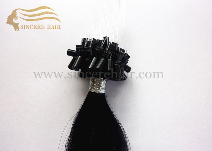 20 Micro Ring Hair Extensions - 50 CM Jet Black Micro Ring Loop Hair Extensions 1.0 G / Strand For Sale