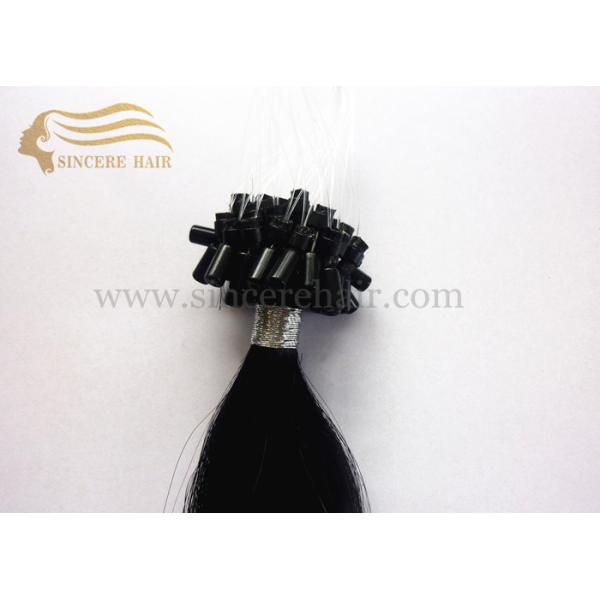 China 20" Micro Ring Hair Extensions - 50 CM Jet Black Micro Ring Loop Hair Extensions 1.0 G / Strand For Sale factory