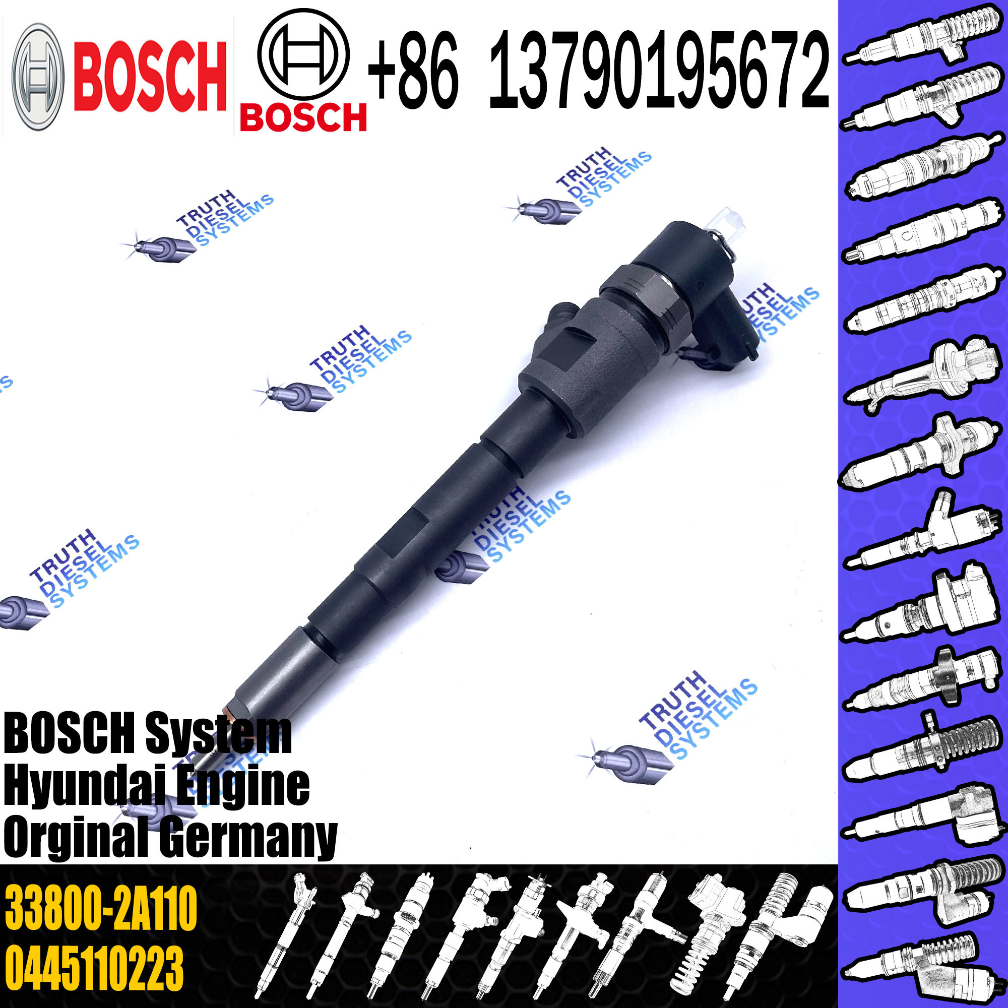 0445 110 223 33800-2A110 Auto Fuel Injector 0 445 110 223 Engine Parts Injection 0445110223 for Hyundai