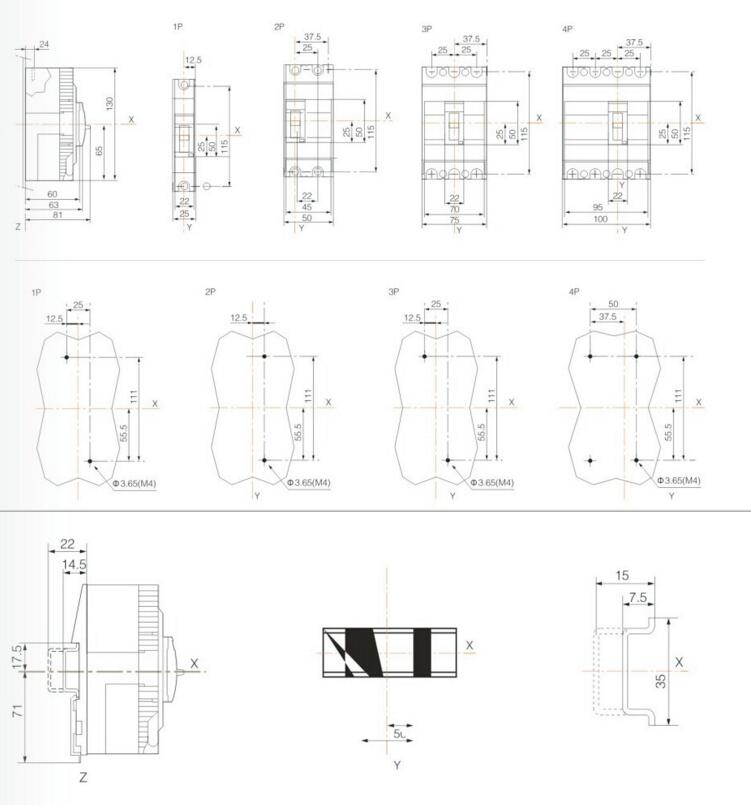 EZC-250N 250A 3 phase circuit Moulded case circuit breakers MCCB electrical mccb