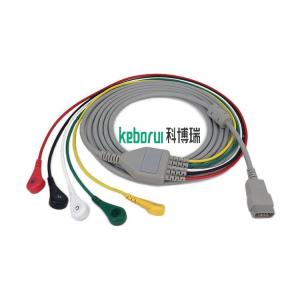 China DB9 One Piece 5 Leads EKG ECG Patient Cables 9 Pin TPU AHA IEC ECG Cable factory