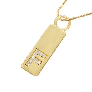 China Rectangle Custom DIY Pendant Necklace CZ 18k Gold Plated Initial Necklace factory