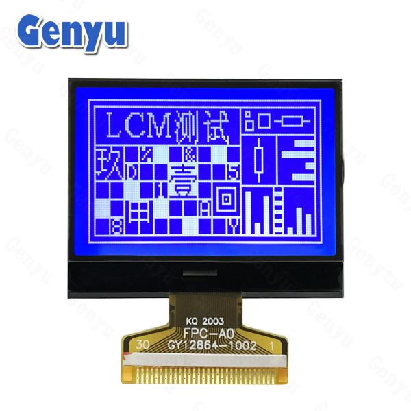 China 1.9 Inch  STN Blue 128x64 LCD Display 30PIN FPC 8-Bit Parallel For Water Dispenser factory
