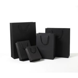 China 4C PMS Custom Black Paper Bags With Handles Wholesale FSC ROHS certificate factory