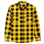Fashion Couple Men′s Flannel Checked Shirt Buckle Ordinary Fitted Long-Sleeved