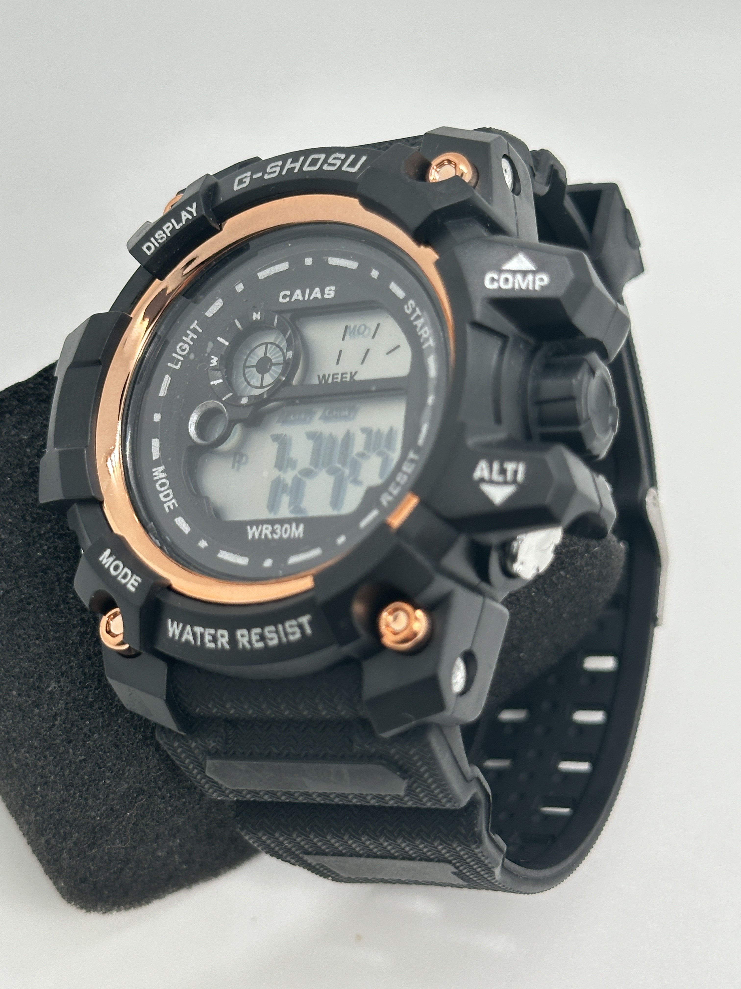 Quartz Digital Sports Watch Waterproof With Black Silicone Band
