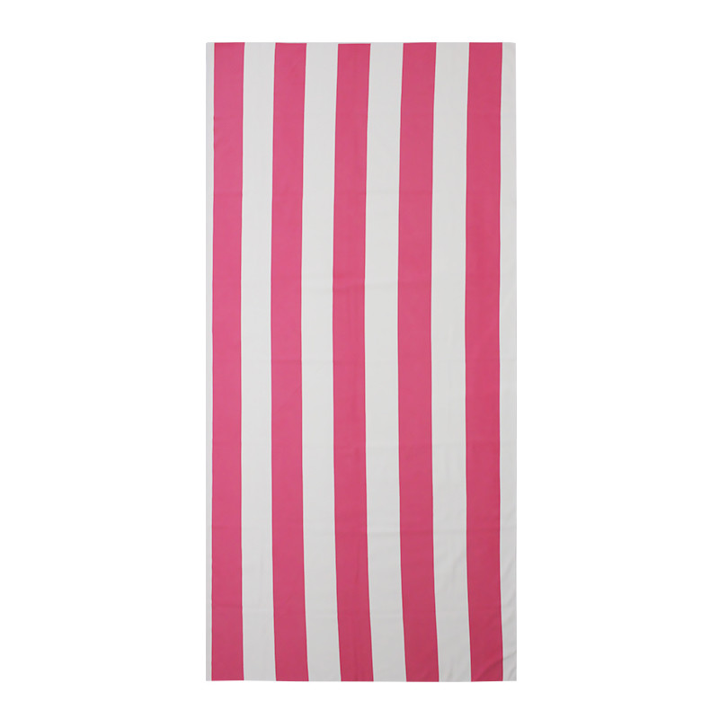 200gsm Suede Woman Printed Beach Towel Pink Striped Beach Towel