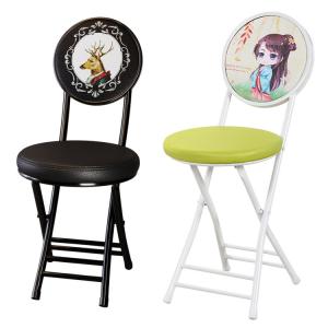 China Outdoor Furniture Portable Folding Metal Frame Leather Round Stool Chair with Cushion factory