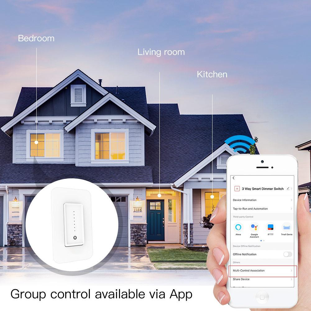 Voice Control White 3 Way Wifi Smart Dimmer Switch