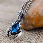 925 Sterling Silver Blue Topaz Scorpion Style Pendant Necklace for Women and Men