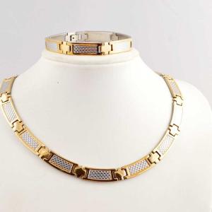 China US Europe Fashion 316L Stainless Steel Bracelet With Matched Necklace Jewelry Set CQS74 factory