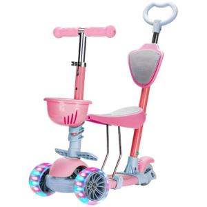 China Kids 3-In-1 Scooter With Flashing Wheels Adjustable Parent Push Bar And Seat factory