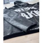 100 Cotton Hoodies For Men Terry Cut Raw Hem Embroidery Applique Sun Faded Acid