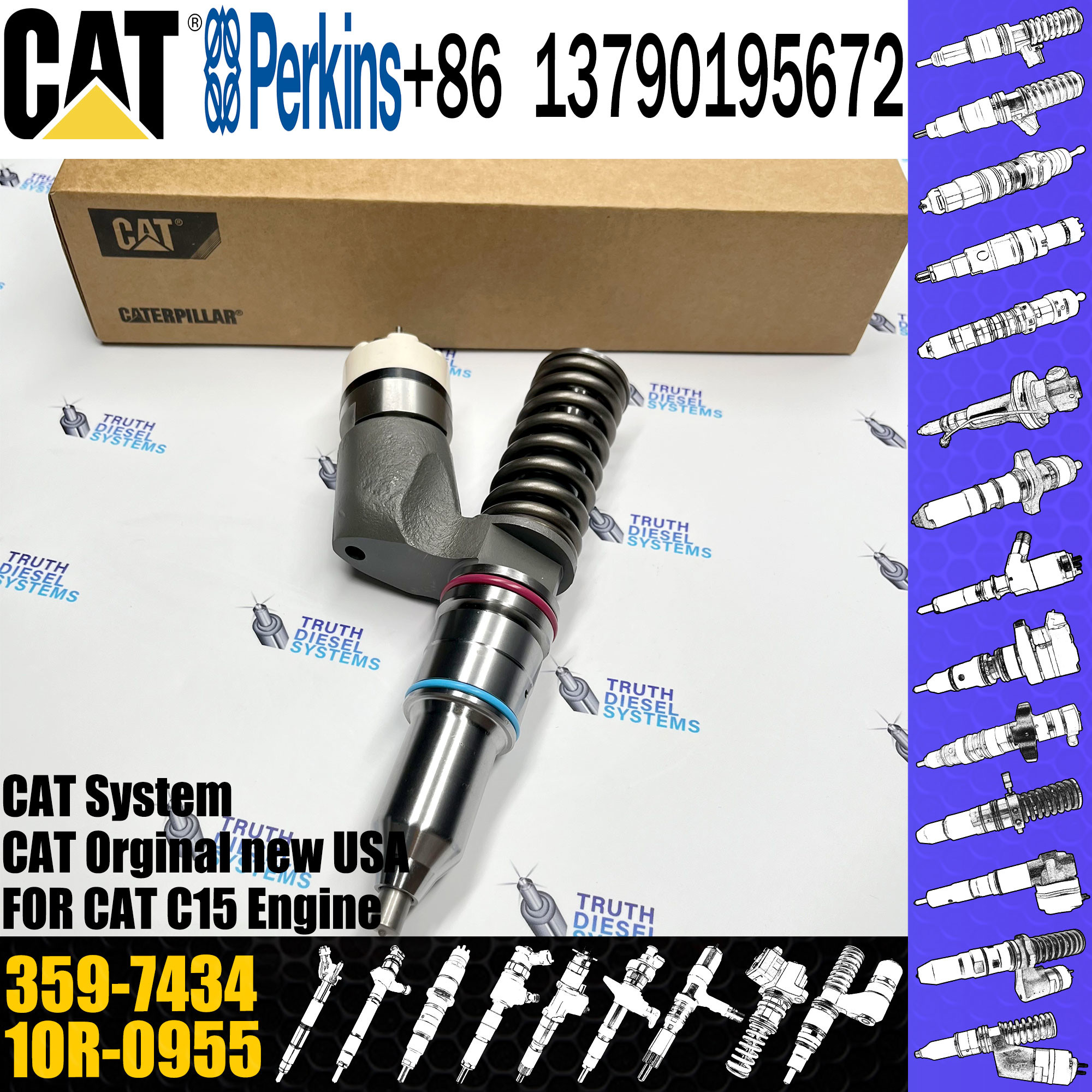 Common Rail Diesel Fuel Injector 359-7434 3597434 20R1304 10R-0959 1OR-1000 10R-3263 355-6110