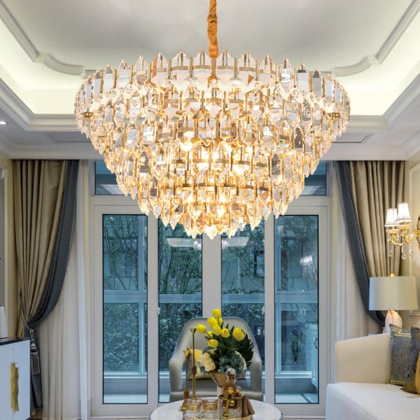 Luxury Crystal Pendant Ceiling Light Gold For Living Room Sitiing Room Decor