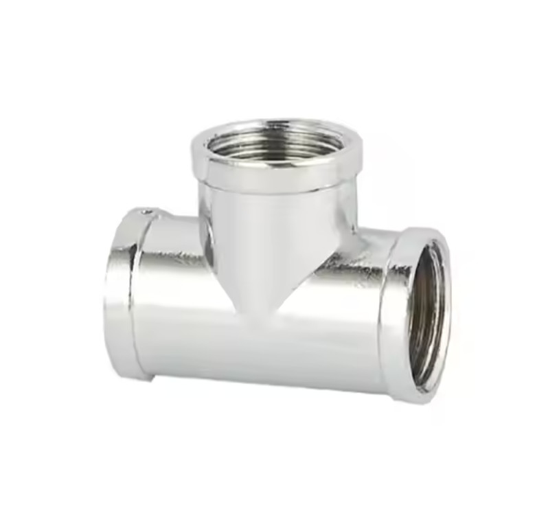 Thread Standard Polished Brass Tee Fittings for Water Pipe System Polished Sandblasted Nickel Plated Compression Fitting