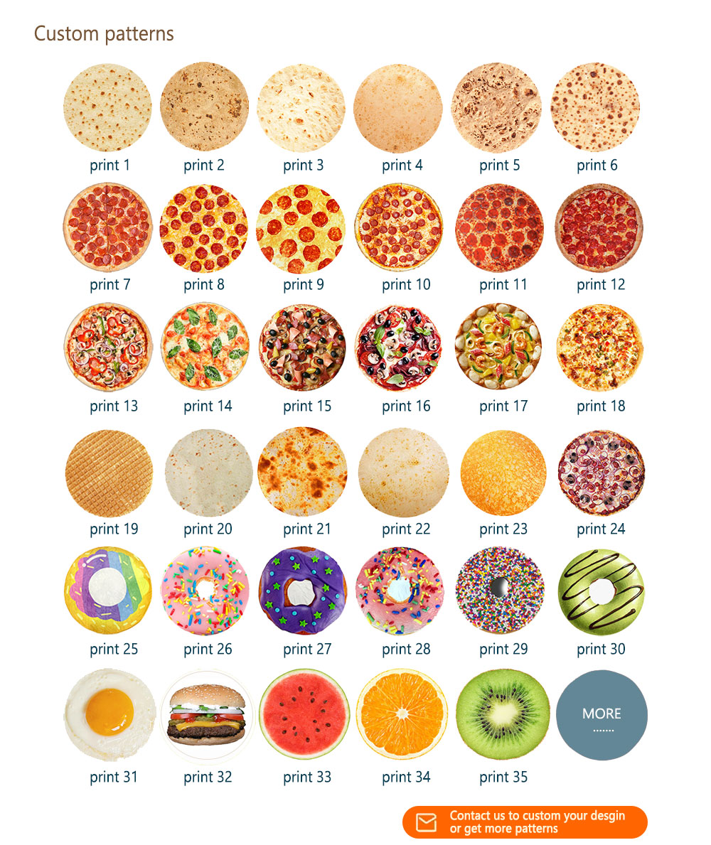 Adults' Printed Super Soft Flannel Foods Fruits Pie Pizza Pepperoni Omelette Tortilla Blanket